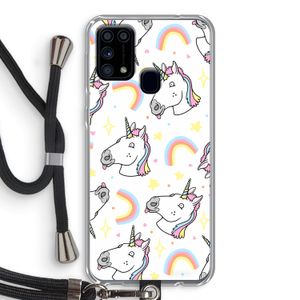 Rainbow Unicorn: Samsung Galaxy M31 Transparant Hoesje met koord