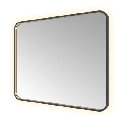 Spiegel Hotbath &MORE 80x100 cm LED-Verlichting Spiegelverwarming Rechthoek Afgerond Geborsteld Zwart PVD