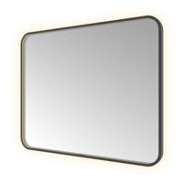 Spiegel Hotbath &MORE 80x100 cm LED-Verlichting Spiegelverwarming Rechthoek Afgerond Geborsteld Zwart PVD