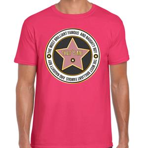 Verkleed T-shirt heren - most brilliant famous thats me - roze - fout/goud/stout