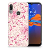 Motorola Moto E6 Plus TPU Case Pink Flowers - thumbnail