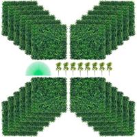 VEVOR Kunstmatig Buxus Hegpaneel, 24 Stuks, 50,8 x 50,8 cm, Kunstmatige Heggen, Kunstmatige Buxusomheining, Nep Klimop Realistisch Effect Groene Plastic Decoratie Voor Tuinen en Werven, 4 cm Dikte