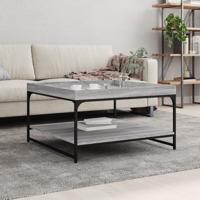 Salontafel 80x80x45 cm bewerkt hout en ijzer grijs sonoma eiken
