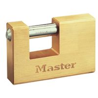 Masterlock 76mm wide x 18mm thick - 24mm hardened steel shackle, 11mm diam. - hor - 607EURD