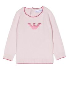 Emporio Armani Kids pull à logo en intarsia - Rose