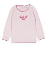 Emporio Armani Kids pull à logo en intarsia - Rose