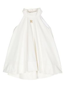 Elisabetta Franchi La Mia Bambina robe sans manches à plaque logo - Blanc