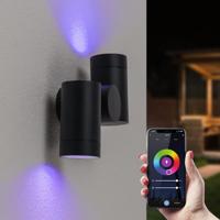 Silva Smart LED Wandlamp - Wifi + Bluetooth - 11 Watt 690 lumen - Dimbaar - Kantelbaar - RGBWW - IP65 waterdicht - GU10 - Up Down lamp - Zwart - Google Home, Amazon Alexa en Siri