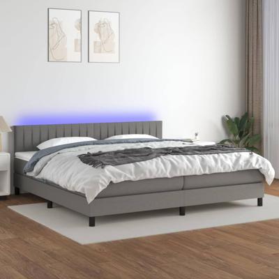 Boxspring met matras en LED stof donkergrijs 200x200 cm