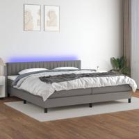 Boxspring met matras en LED stof donkergrijs 200x200 cm