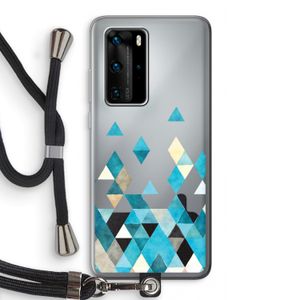 Gekleurde driehoekjes blauw: Huawei P40 Pro Transparant Hoesje met koord