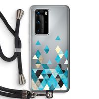 Gekleurde driehoekjes blauw: Huawei P40 Pro Transparant Hoesje met koord