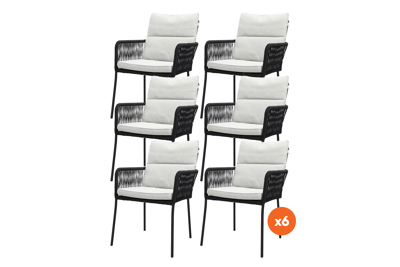 Set van 6 - Teresa dining tuinstoel Rope - Black