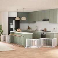 VidaXL Hondenhek inklapbaar met deur 12 panelen 960cm populierhout wit