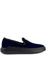 Giuseppe Zanotti mocassins Conley à plaque logo - Bleu - thumbnail