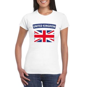 T-shirt met Groot Brittannie/ Engelse vlag wit dames 2XL  -