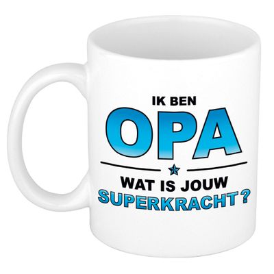 Ik ben opa wat is jouw superkracht kado mok / beker voor Vaderdag / verjaardag
