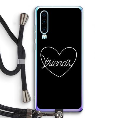 Friends heart black: Huawei P30 Transparant Hoesje met koord