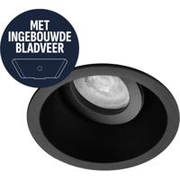 Spot Armatuur GU10 - Pragmi Summit - GU10 Inbouwspot met Bladveren - Rond - Kantelbaar - Zwart - Aluminium - Ø95mm