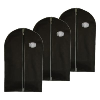 Beschermhoes voor kleding - 3x - zwart - 100 cm - met rits - op reis/thuis