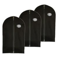 Beschermhoes voor kleding - 3x - zwart - 100 cm - met rits - op reis/thuis