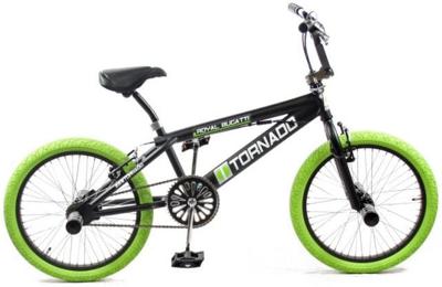 Royal Freestyle bmx 20" -bugatti - mat zwart met groene banden
