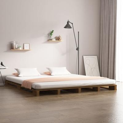 Palletbed massief grenenhout honingbruin 120x200 cm