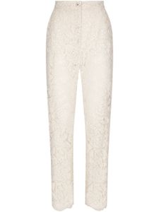 Dolce & Gabbana pantalon à fleurs en dentelle - Blanc