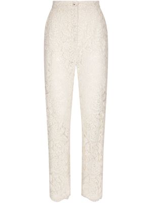 Dolce & Gabbana pantalon à fleurs en dentelle - Blanc