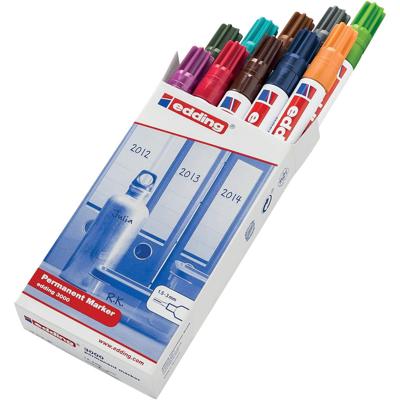Edding permanent marker 3000, doos met 10 stuks in geassorteerde kleuren Edding permanent marker 3000, doos met 10 stuks in geassorteerde kleuren