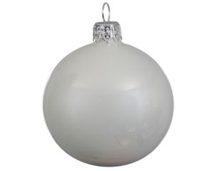 1 Glazen kerstbal glans 15 cm winter wit - Decoris