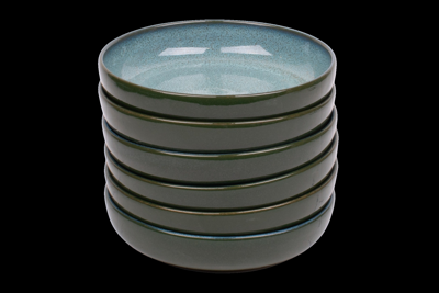 Set van 6 diepe borden - 18 cm - Evora - Groen - Portugees stoneware