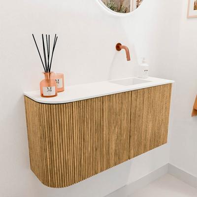 Toiletmeubel Mondiaz Joya | 81.6 cm | Meubelkleur Oak | Faye wastafel Talc Rechts | Zonder kraangat(en) Toiletmeubel Mondiaz Joya | 81.6 cm | Meubelkleur Oak | Faye wastafel Talc Rechts | Zonder kraangat(en)