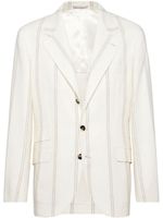 Brunello Cucinelli blazer boutonné à rayures - Blanc