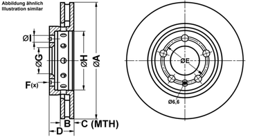 Remschijf PowerDisc ATE, Remschijftype: Geventileerd: , u.a. fÃ¼r VW, Audi, Seat, Skoda