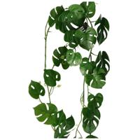 Bellatio Design kunstplant/hangplant slinger - 2x - Monstera - groen - 180 cm