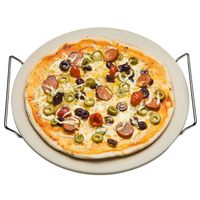 Keramische pizzasteen rond 33 cm met handvaten - thumbnail