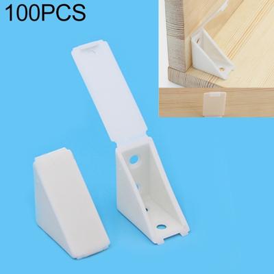 100 PCS plastic verdikte hoek connector meubilair rechte hoek Board beugel met cover maat: L