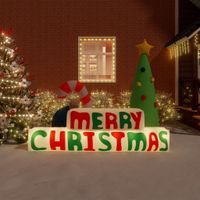 Decoratie "Merry Christmas" met LED's opblaasbaar 197 cm - thumbnail