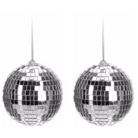 15x Kerstboom decoratie discobal kerstballen zilver 6 cm