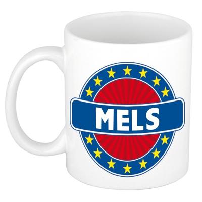 Mels voornaam koffiemok - beker - wit/blauw - 300 ml - Cadeau - Heren - Collega - Vaderdag Mels voornaam koffiemok - beker - wit/blauw - 300 ml - Cadeau - Heren - Collega - Vaderdag
