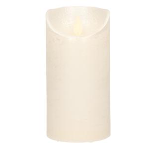 Led kaars/stompkaars - creme/parel wit - H15 x D7,5 cm - wax - warm wit licht - bewegende vlam