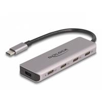Delock 64238 64238 USB-hub 4 poorten USB-C USB 3.2 Gen1 5 GBit/s Met USB-C stekker Grijs