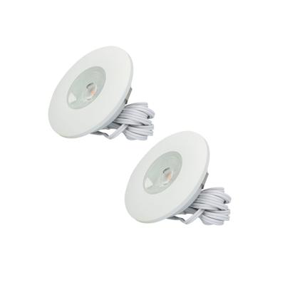 Set van 2 Pavo - Platte LED ipbouwspots met lage inbouwdiepte 12mm - 3 Watt 260 Lumen - 2700K Warm wit - Dimbaar - Rond - Meubelspot - IP44 waterdicht - Wit