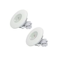 Set van 2 Pavo - Platte LED ipbouwspots met lage inbouwdiepte 12mm - 3 Watt 260 Lumen - 2700K Warm wit - Dimbaar - Rond - Meubelspot - IP44 waterdicht - Wit
