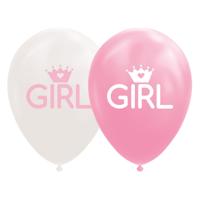 Globos Ballonnen dochter baby roze/wit 30cm, 8st.