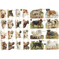 Vintage plaatjes, honden, vel 16,5x23,5 cm, 2 vel/ 1 doos