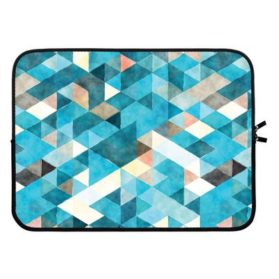 Gekleurde driehoekjes blauw: Laptop sleeve 15 inch