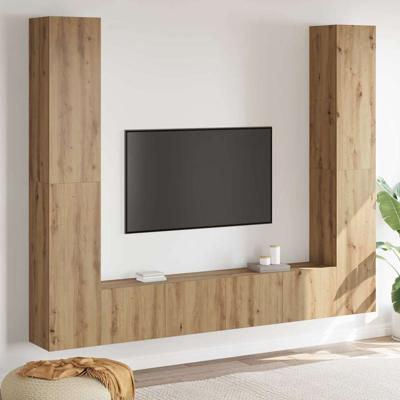 TV-kast 6 pcs Bruin 221 x 30 x 180 cm Bewerkt hout