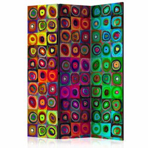 Vouwscherm - Kleurrijk abstract 135x172cm , gemonteerd geleverd (kamerscherm), dubbelzijdig geprint